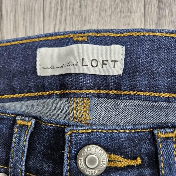 LOFT Jeans Womens 6 Blue Mid Rise Super Skinny Dark Wash Stretch Denim Pants - Picture 4 of 11